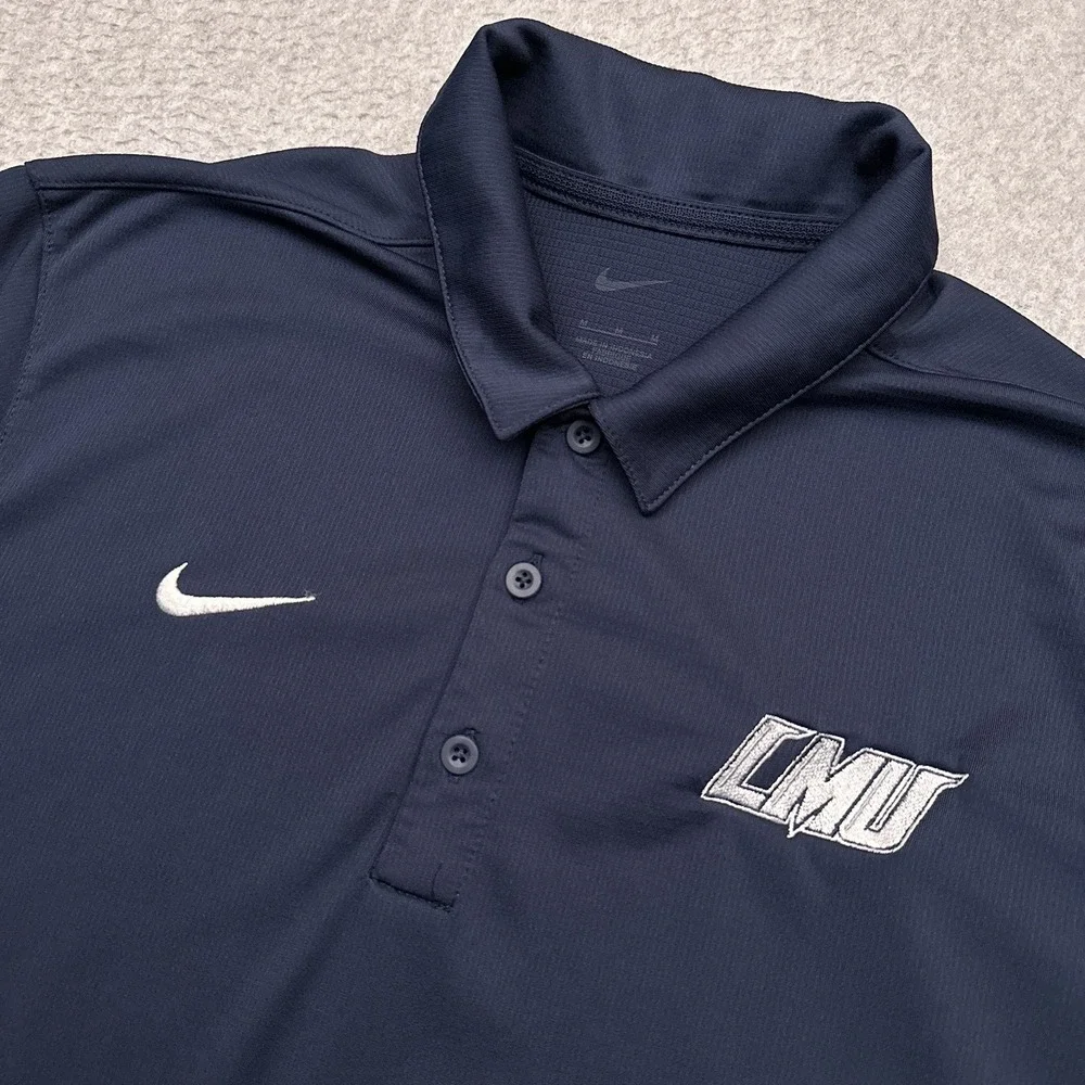Nike Dri-Fit Polo Shirt Men's Medium Navy Blue Performance Stretch Golf CMU